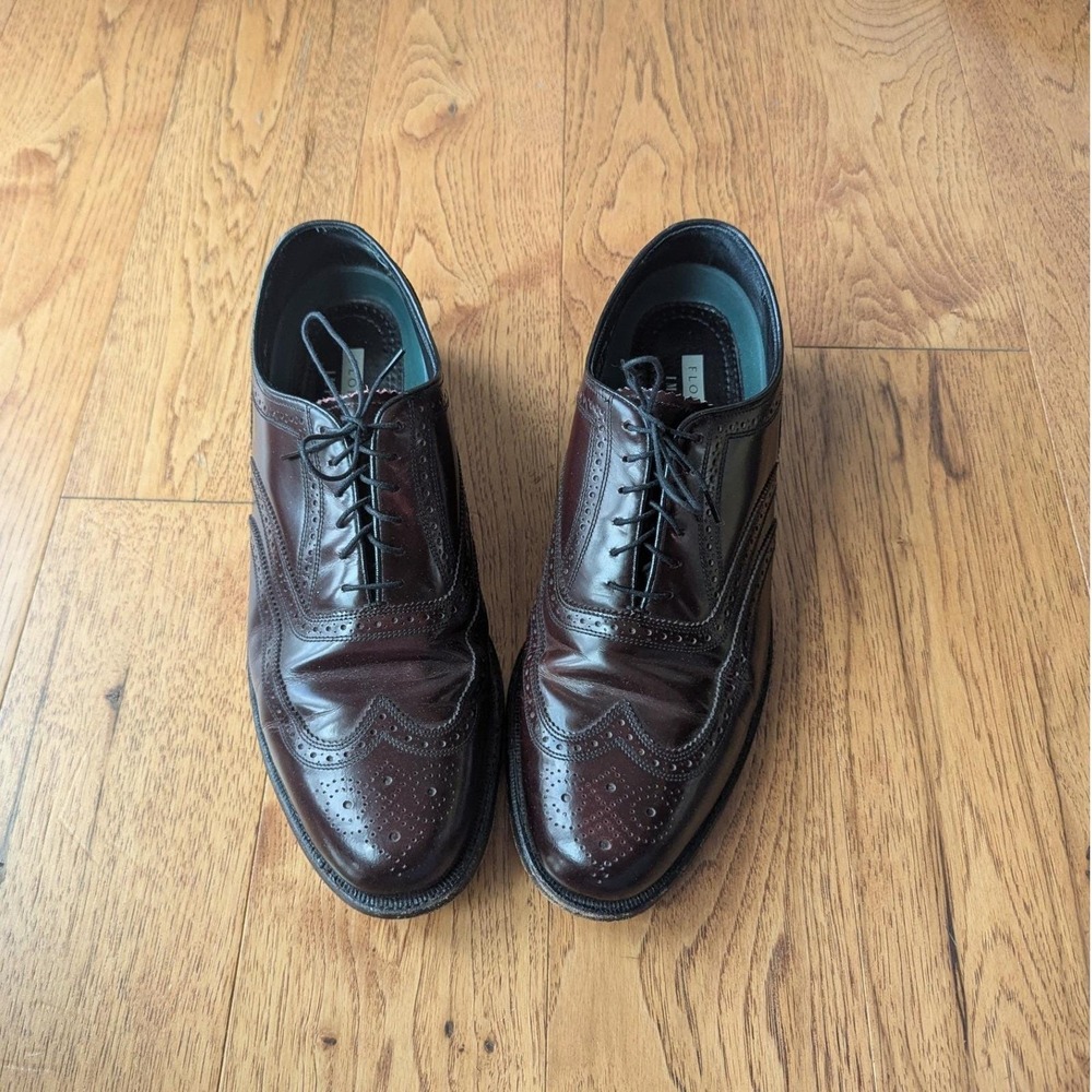 Vtg Florsheim Imperial Wingtip Oxfords Burgundy Leather Brogue 12 D Old Money